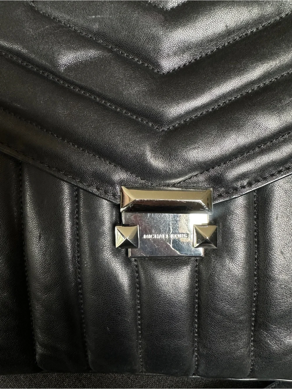Michael Kors Black Quilted Top-Handle Satchel with Gold Hardware